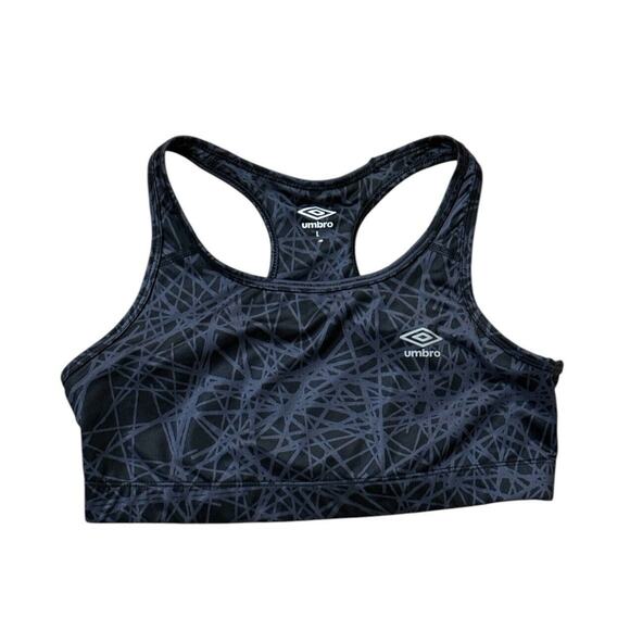 Umbro Womens Black & Gray Printed Racerback Sports Bra Size L Youth - Picture 5 of 8
